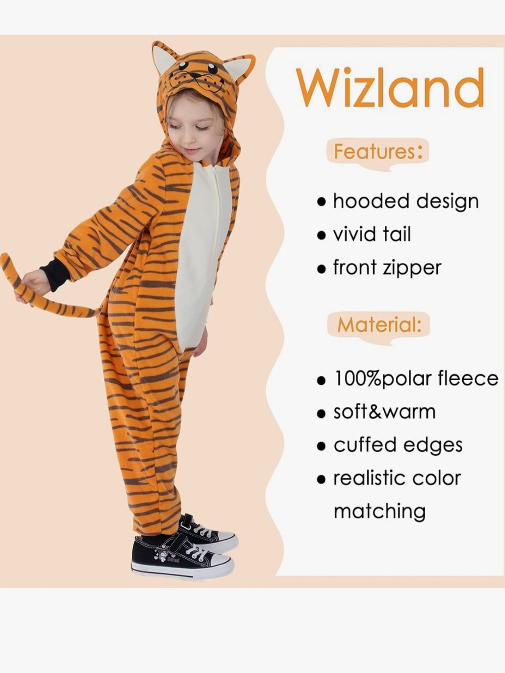 Tiger Tigger Jungle Animal Onesie Pajamas Halloween Costume - Picture 5 of 5